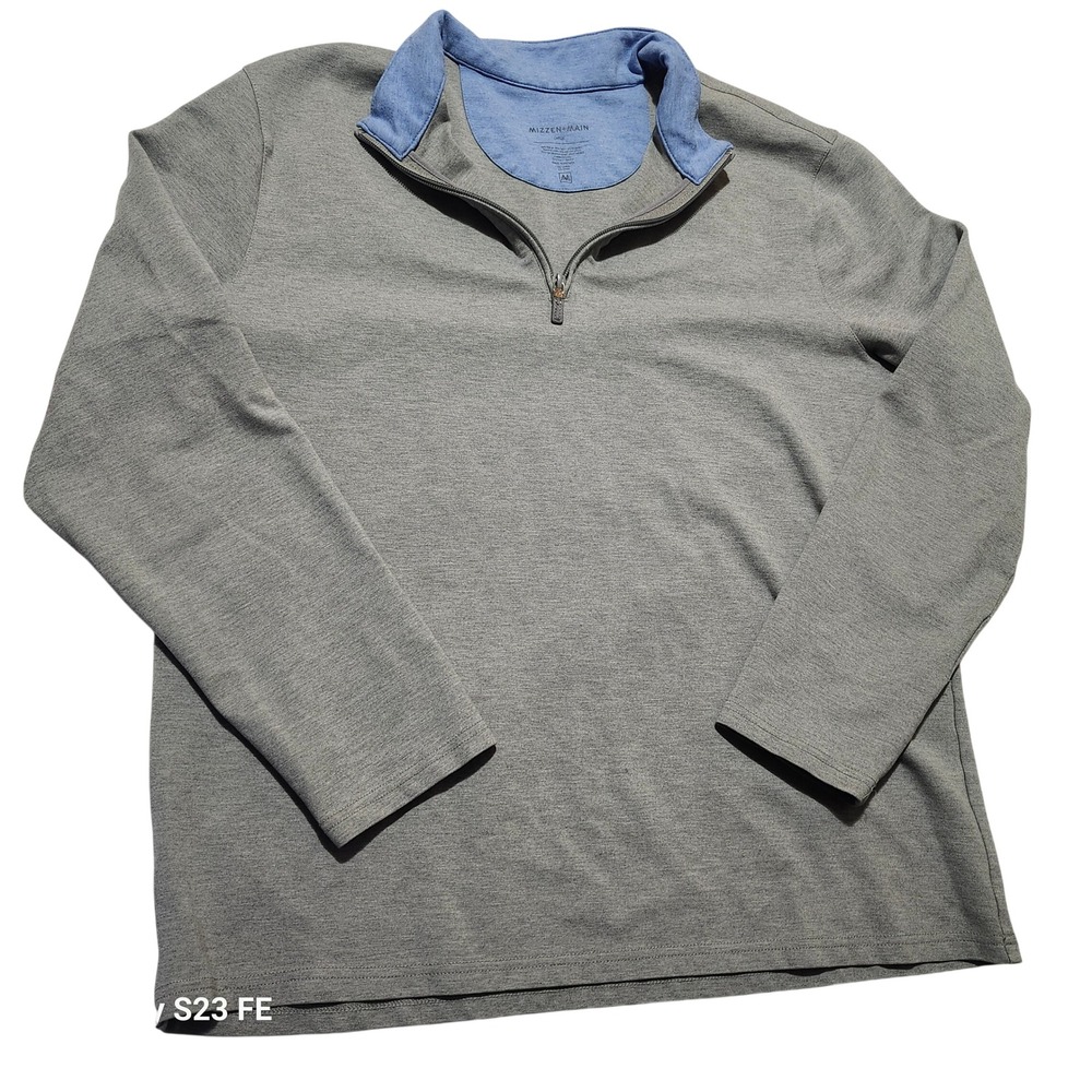 Mizzen + Main Mens Large Gray Performance Quarter Zip Pullover Long Sleeve Shirt